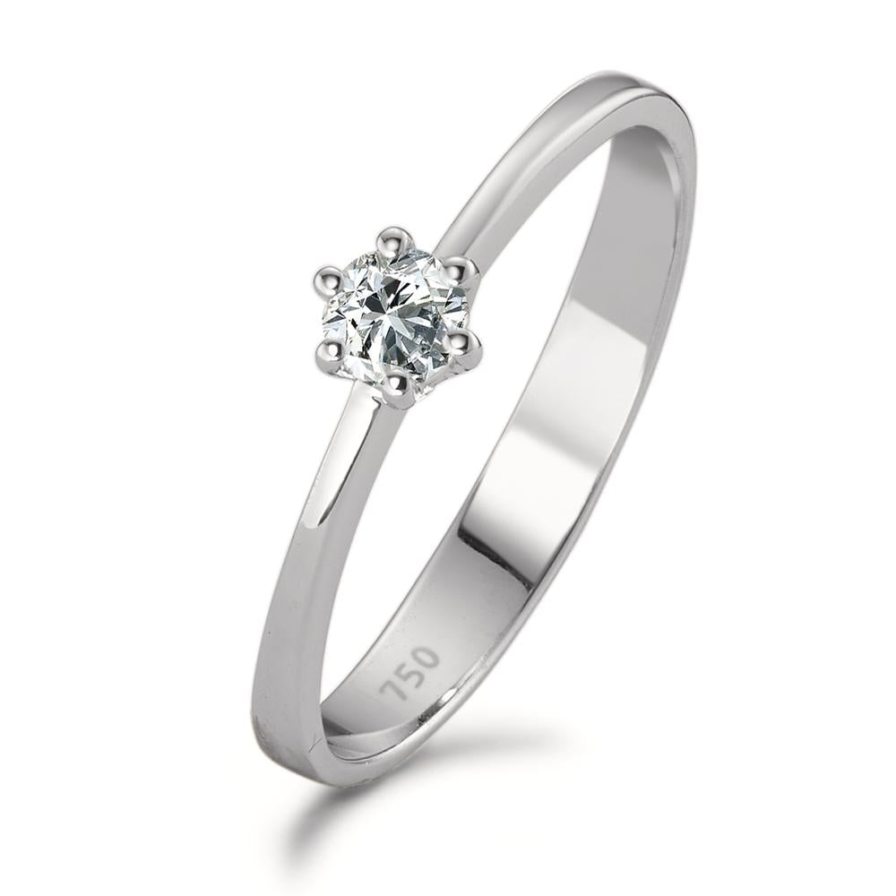 Solitaire ring 18k White Gold Diamond 0.15 ct, w-si