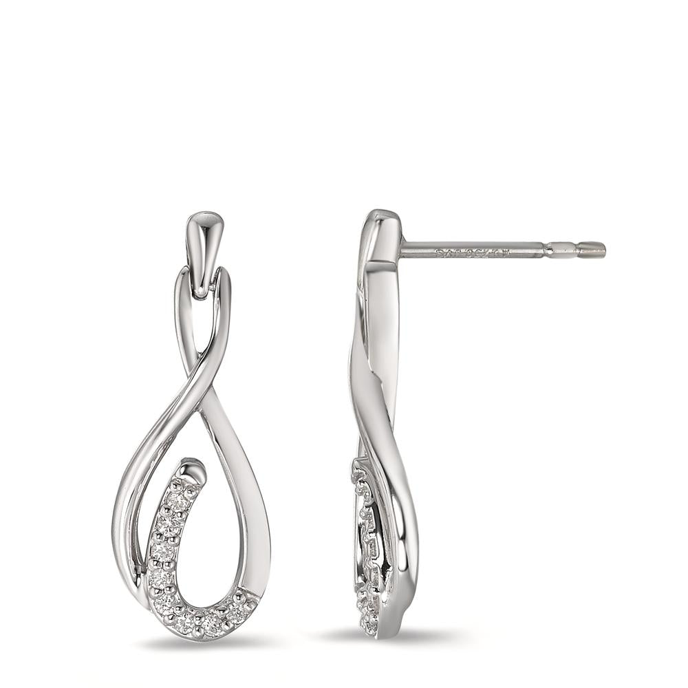 Drop Earrings 18k White Gold Diamond 0.09 ct, 16 Stones, w-si