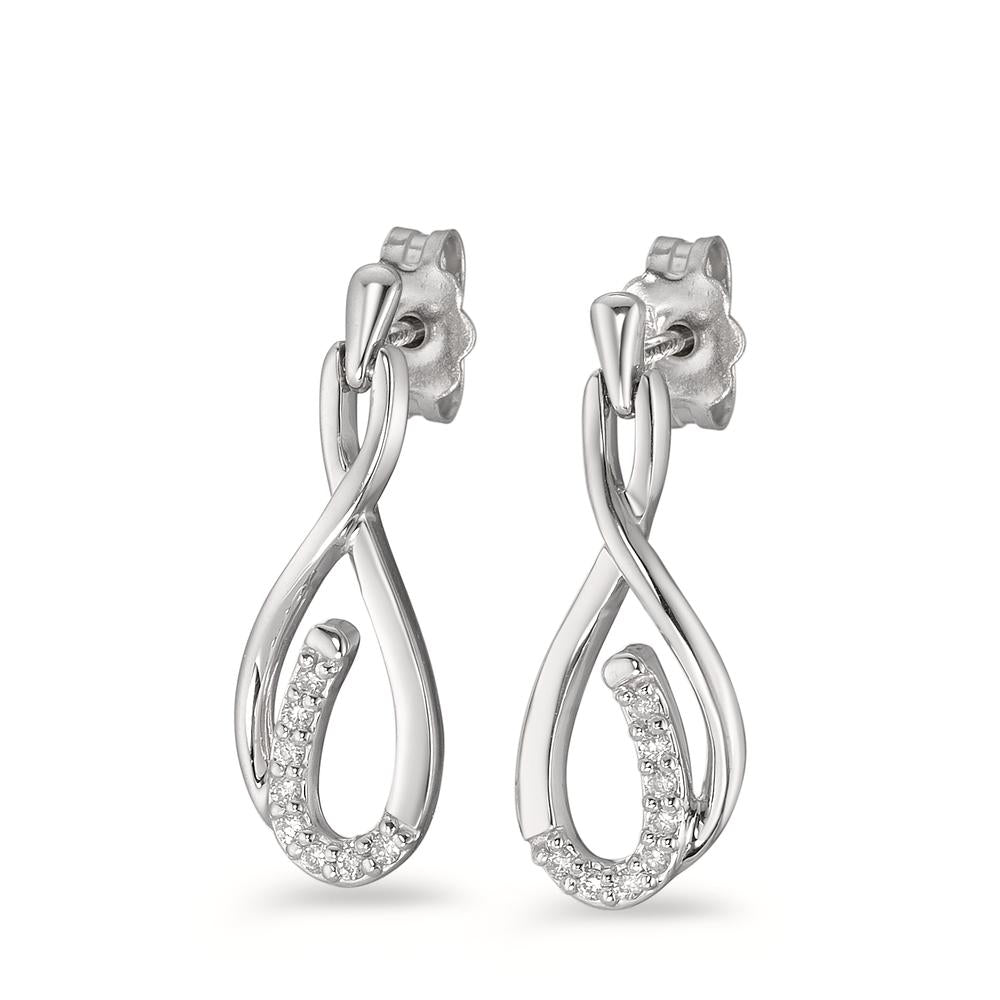 Drop Earrings 18k White Gold Diamond 0.09 ct, 16 Stones, w-si