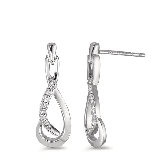 Drop Earrings 18k White Gold Diamond 0.08 ct, 14 Stones, w-si