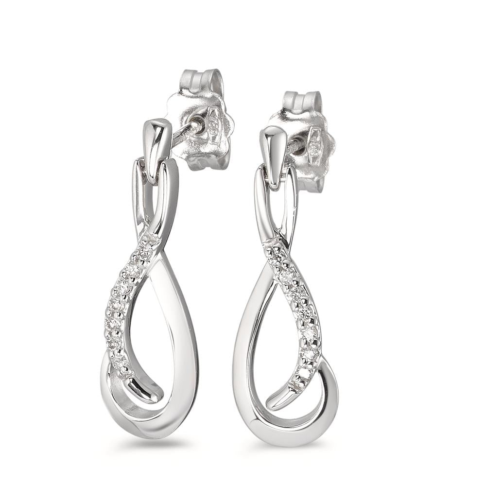 Drop Earrings 18k White Gold Diamond 0.08 ct, 14 Stones, w-si