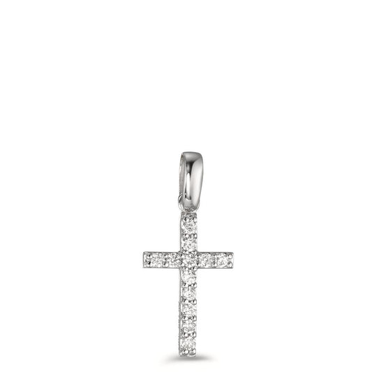 Pendant 18k White Gold Diamond 0.12 ct, 12 Stones, w-si Cross