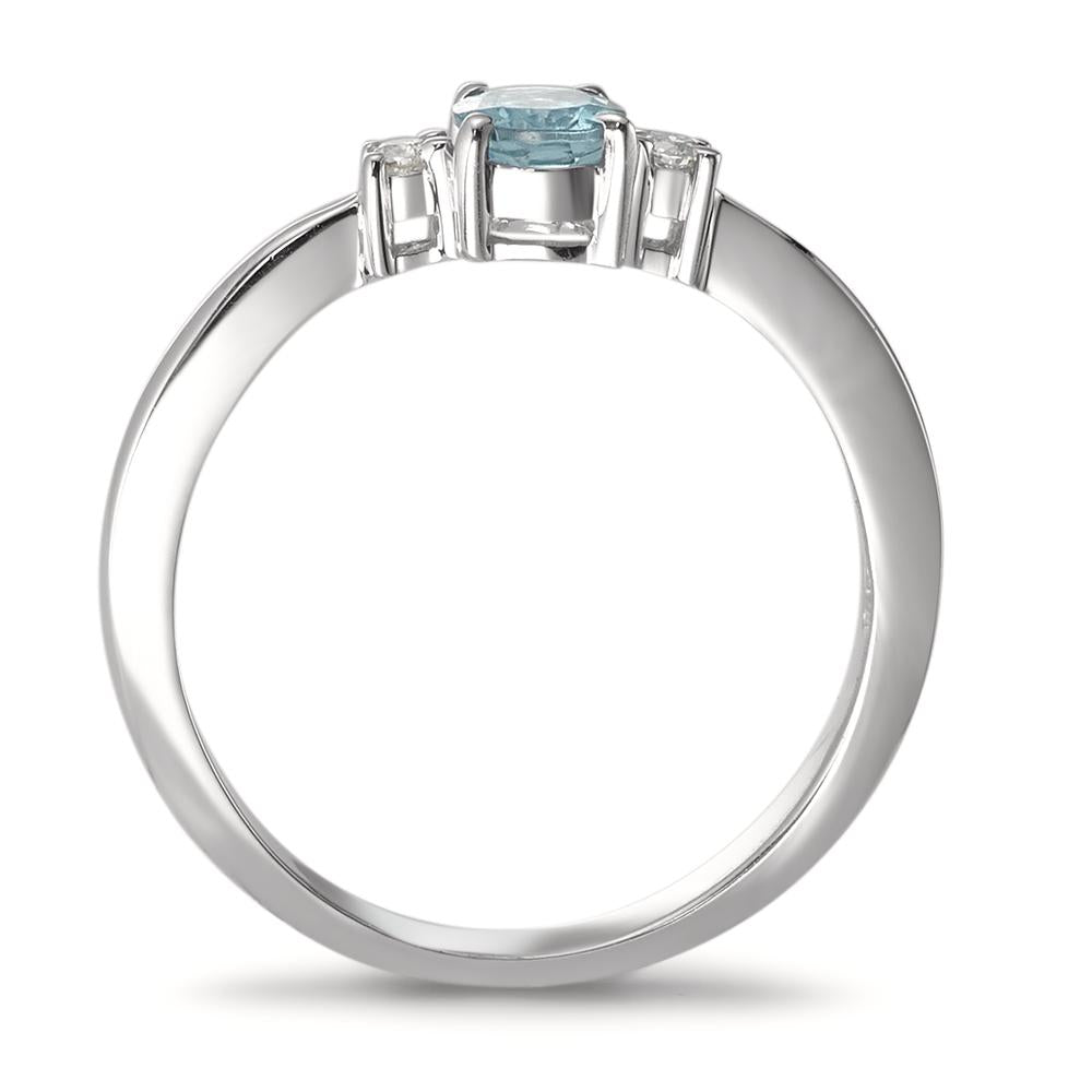 Ring 18k White Gold Aquamarine Light Blue, Diamond White, 0.04 ct, 2 Stones, w-pi1