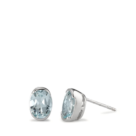 Stud earrings 18k White Gold Aquamarine 2.16 ct, 2 Stones