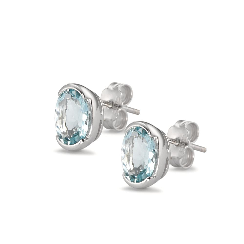 Stud earrings 18k White Gold Aquamarine 2.16 ct, 2 Stones