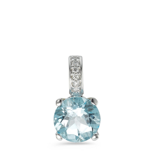 Pendant 18k White Gold Topaz Blue, Diamond 0.03 ct, 6 Stones, w-si