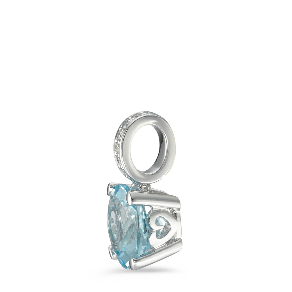 Pendant 18k White Gold Topaz Blue, Diamond 0.03 ct, 6 Stones, w-si