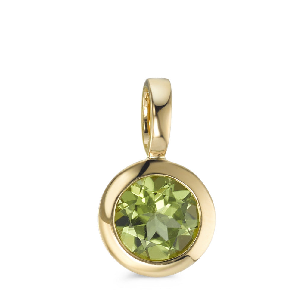 Pendant 18k Yellow Gold Peridot Ø8 mm