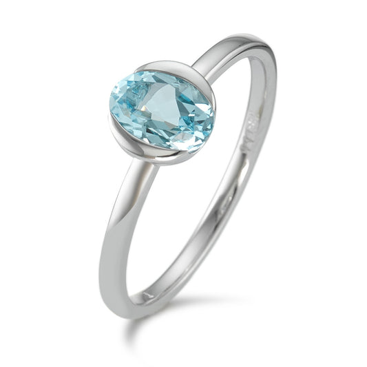 Ring 18k White Gold Topaz Blue