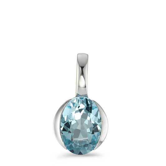 Pendant 18k White Gold Topaz Blue