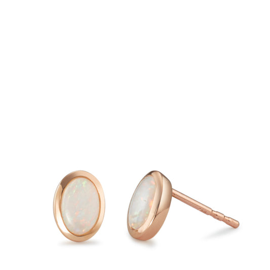 Stud earrings 18k Red Gold Opal 2 Stones