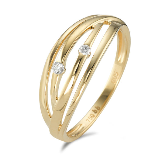 Ring 18k Yellow Gold Diamond 0.05 ct, 2 Stones, w-si