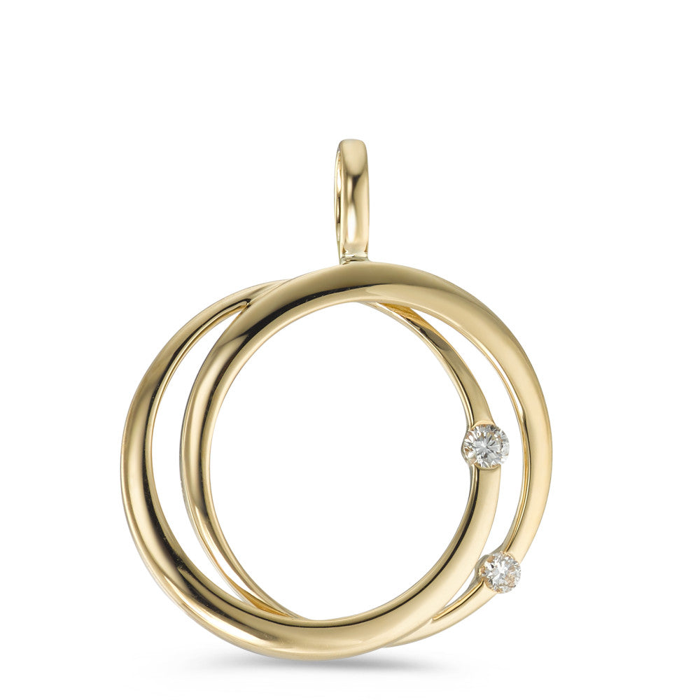 Pendant 18k Yellow Gold Diamond 0.05 ct, 2 Stones, w-si Ø17 mm