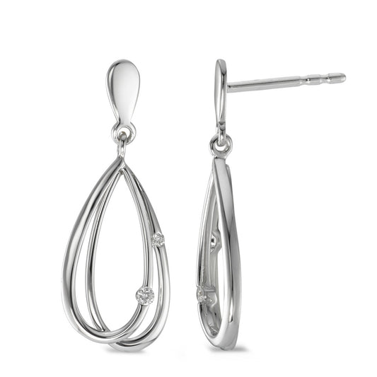 Drop Earrings 18k White Gold Diamond 0.04 ct, 4 Stones, w-si