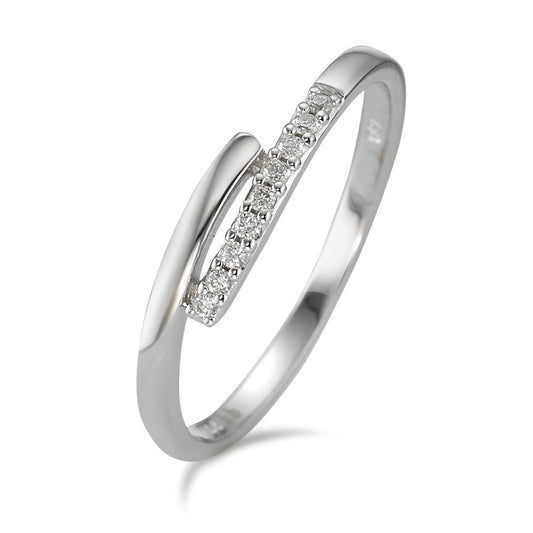 Ring 18k White Gold Diamond 0.06 ct, 9 Stones, w-si