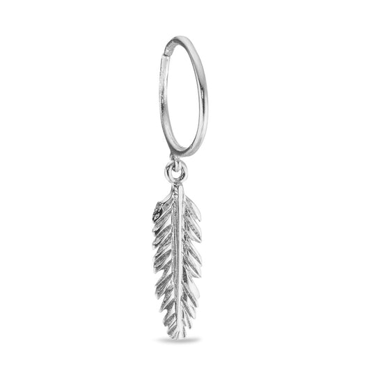 Hoop with pendant 18k White Gold Feather