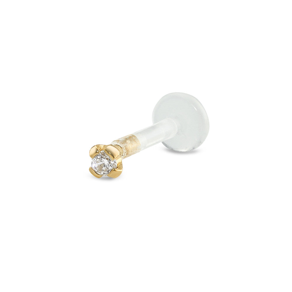 Piercing 18k Yellow Gold Zirconia Ø2 mm