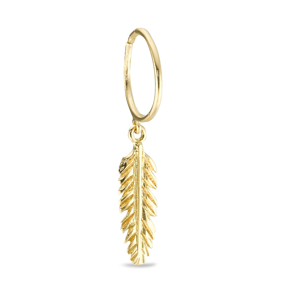 Hoop with pendant 18k Yellow Gold Feather