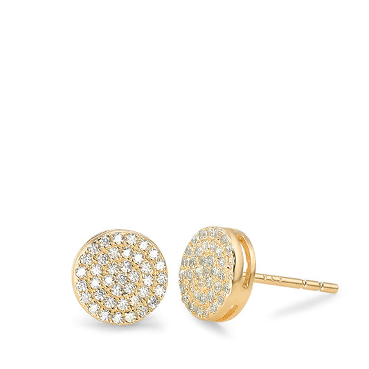 Stud earrings Silver Zirconia Yellow Gold plated Ø8 mm