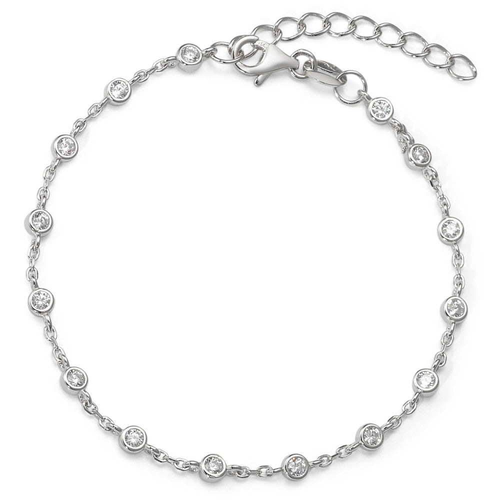 Bracelet Silver Zirconia 15 Stones Rhodium plated 16-19 cm