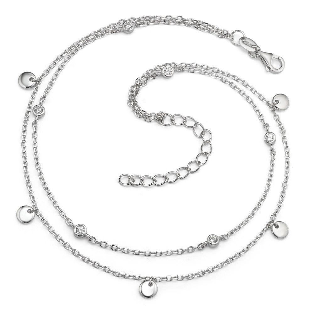 Anklet Silver Zirconia 6 Stones Rhodium plated 24-27 cm