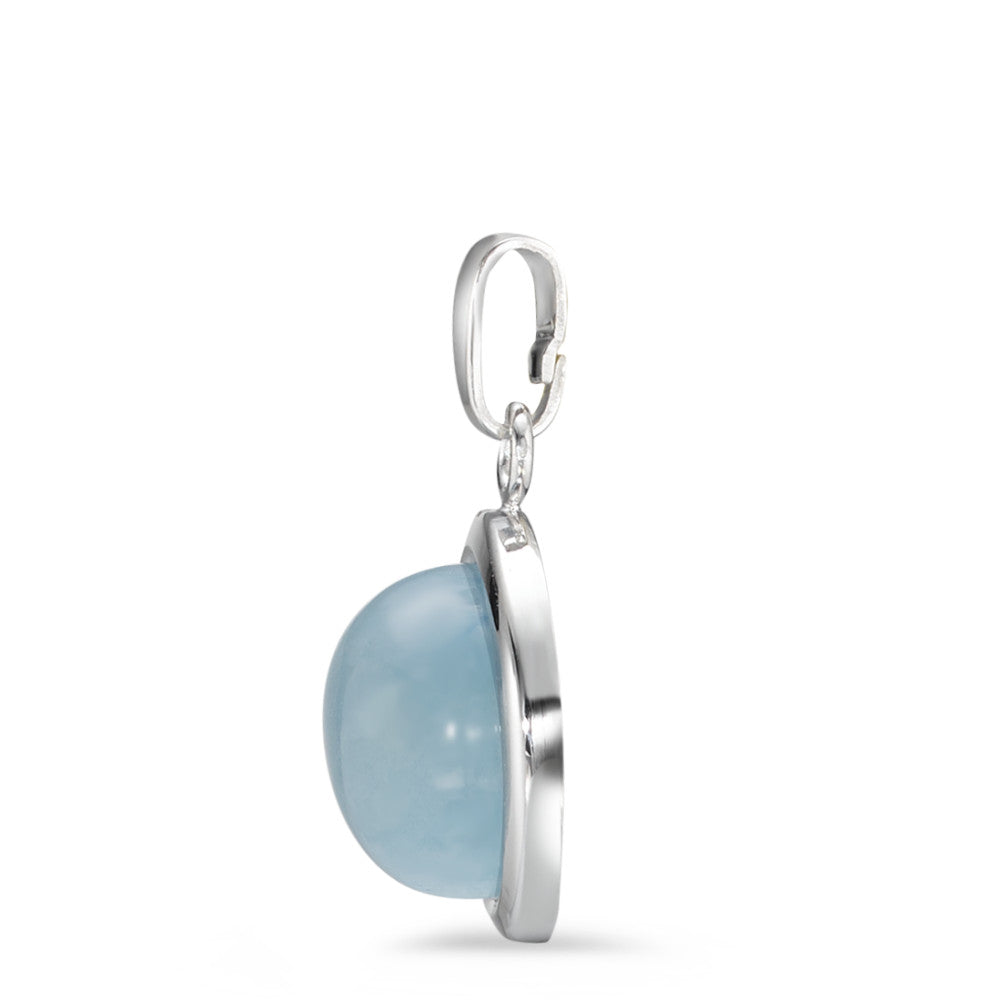 Pendant 18k White Gold Chalcedony Light Blue Ø12.5 mm