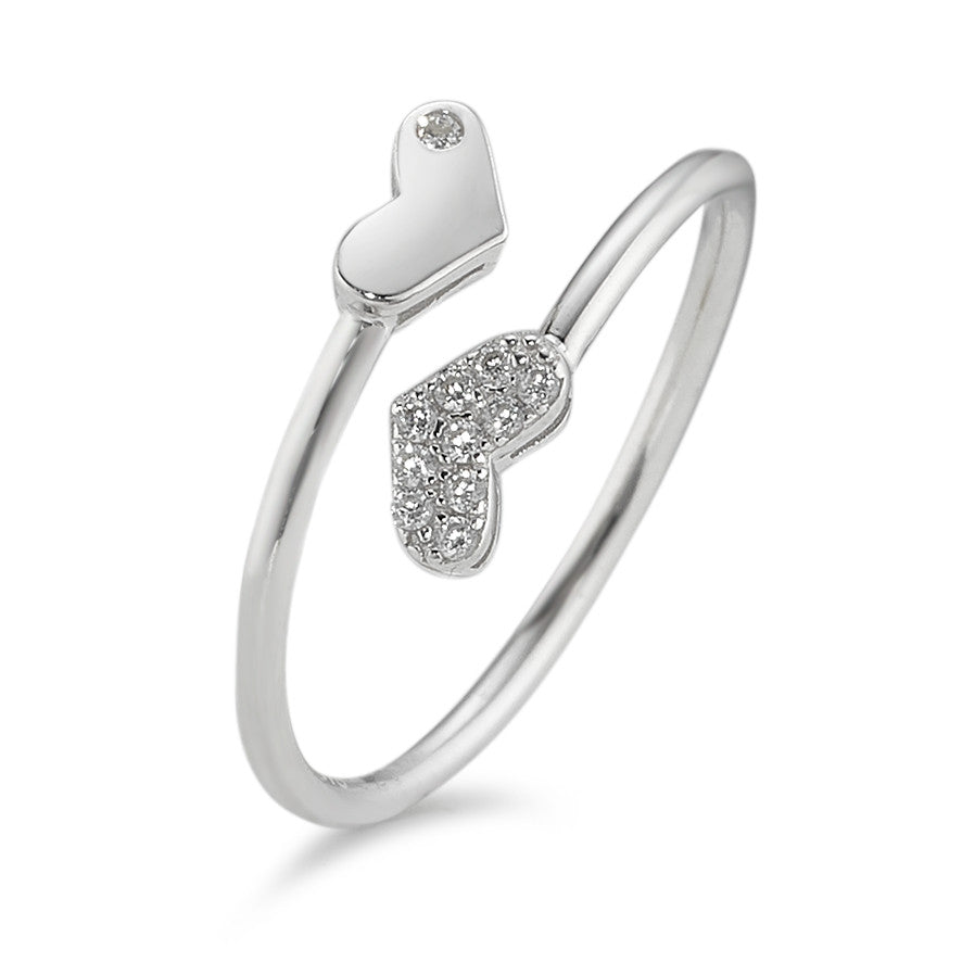 Ring Silver Zirconia Rhodium plated Heart