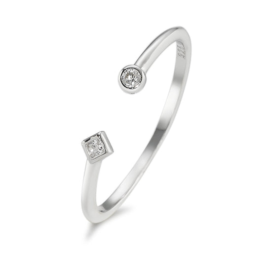 Ring Silver Zirconia 2 Stones Rhodium plated