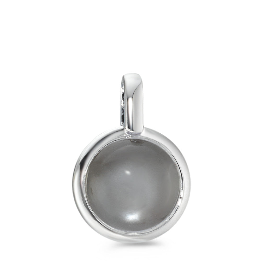 Pendant Silver Moonstone Gray Rhodium plated Ø12.5 mm