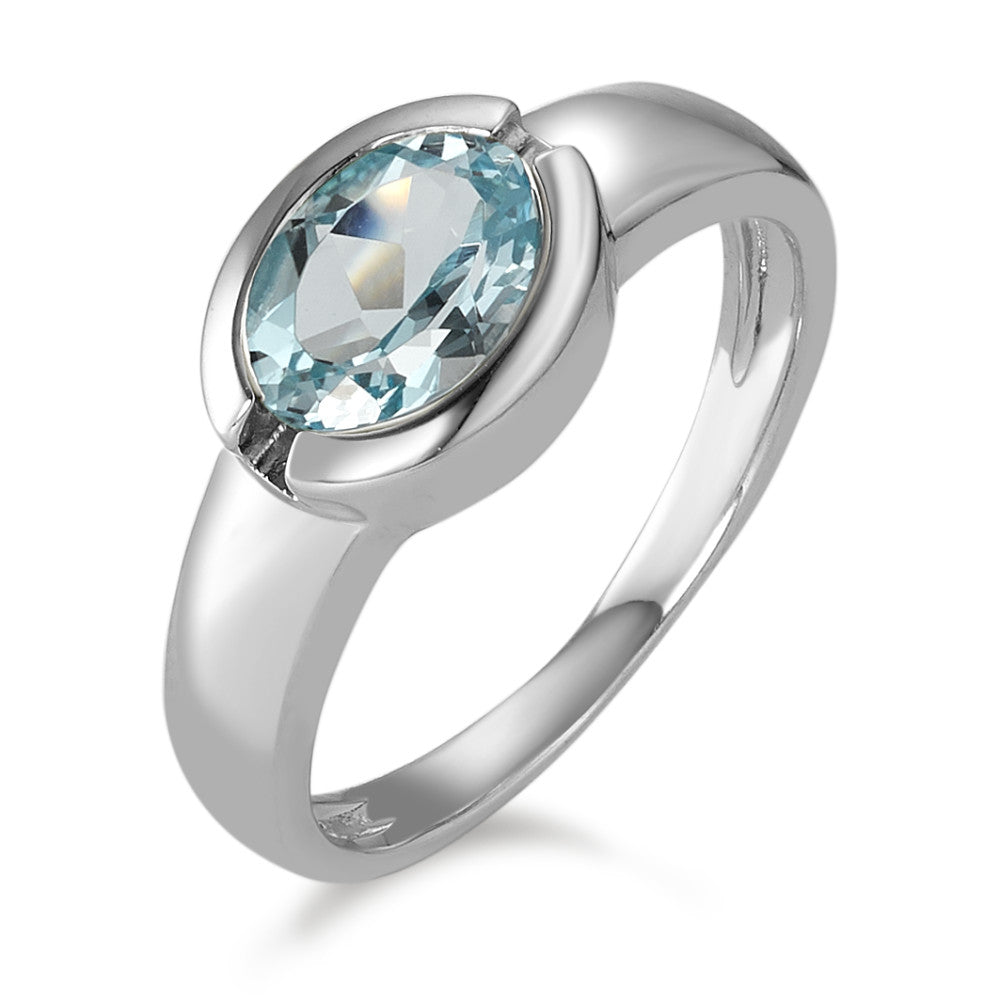 Ring 9k White Gold Topaz Blue