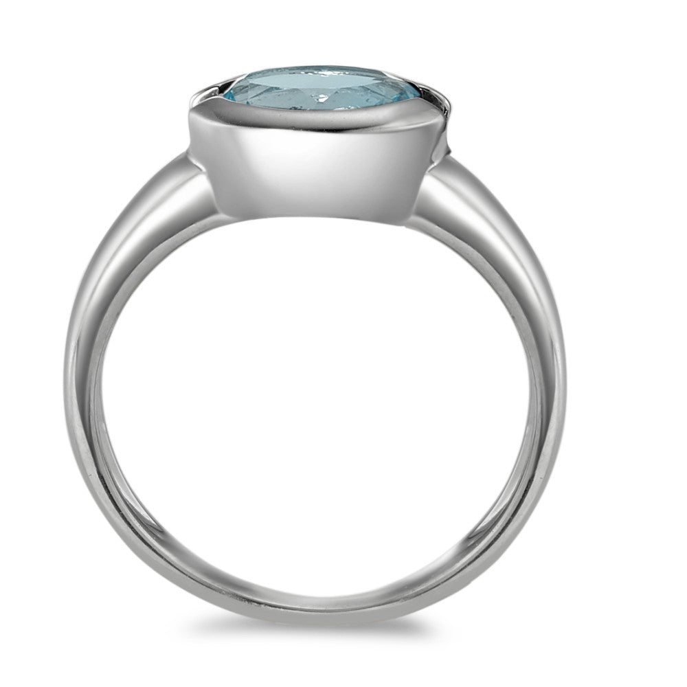 Ring 9k White Gold Topaz Blue