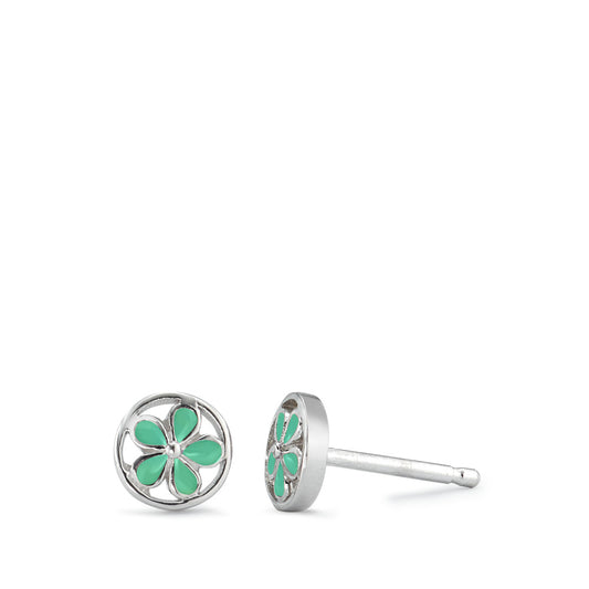 Stud earrings Silver Rhodium plated Flower Ø6 mm