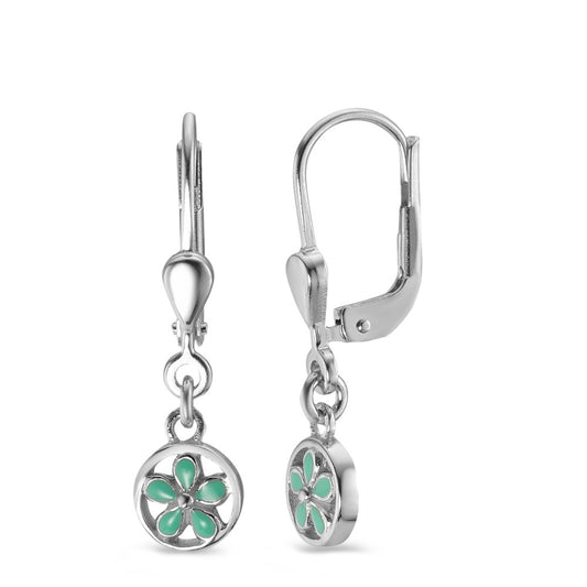 Drop Earrings Silver Rhodium plated Flower Ø6 mm