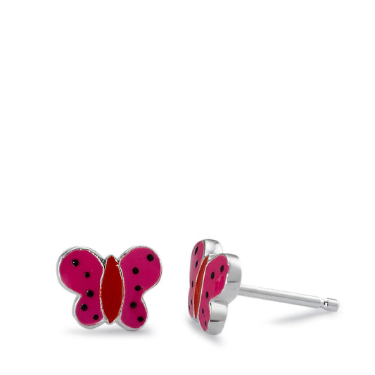 Stud earrings Silver Lacquered Butterfly Ø7 mm