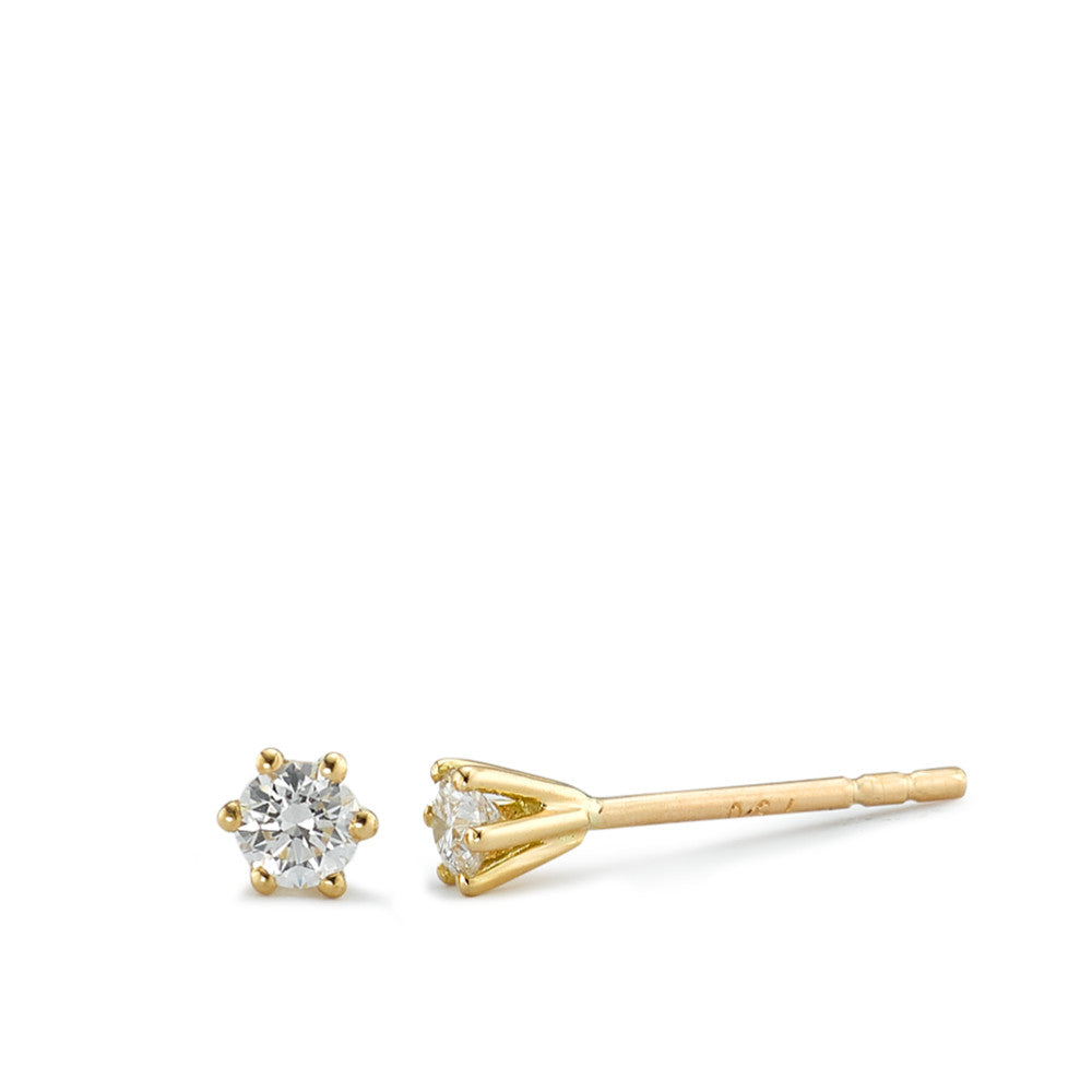 Stud earrings 18k Yellow Gold Diamond 0.15 ct, 2 Stones, w-si Ø3 mm