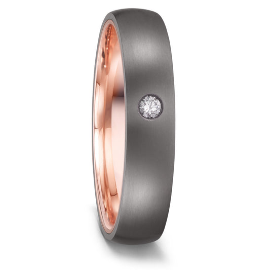 Wedding Ring Tantal 999, 14k Red Gold Diamond 0.04 ct, w-si