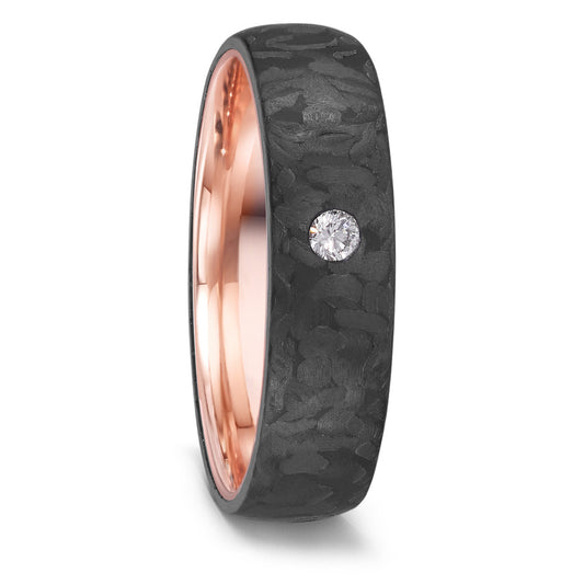 Wedding Ring 14k Red Gold, Carbon Diamond 0.05 ct, w-si