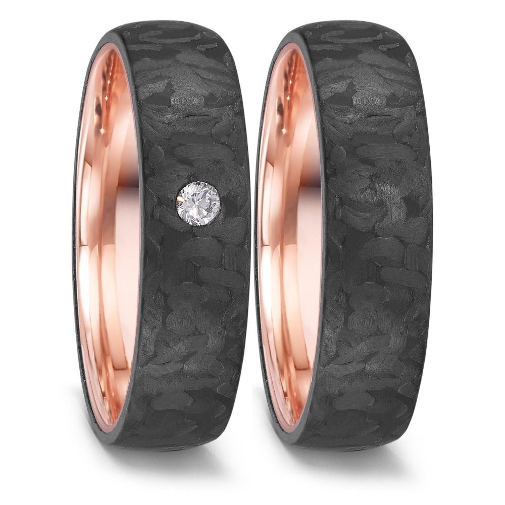 Wedding Ring 14k Red Gold, Carbon