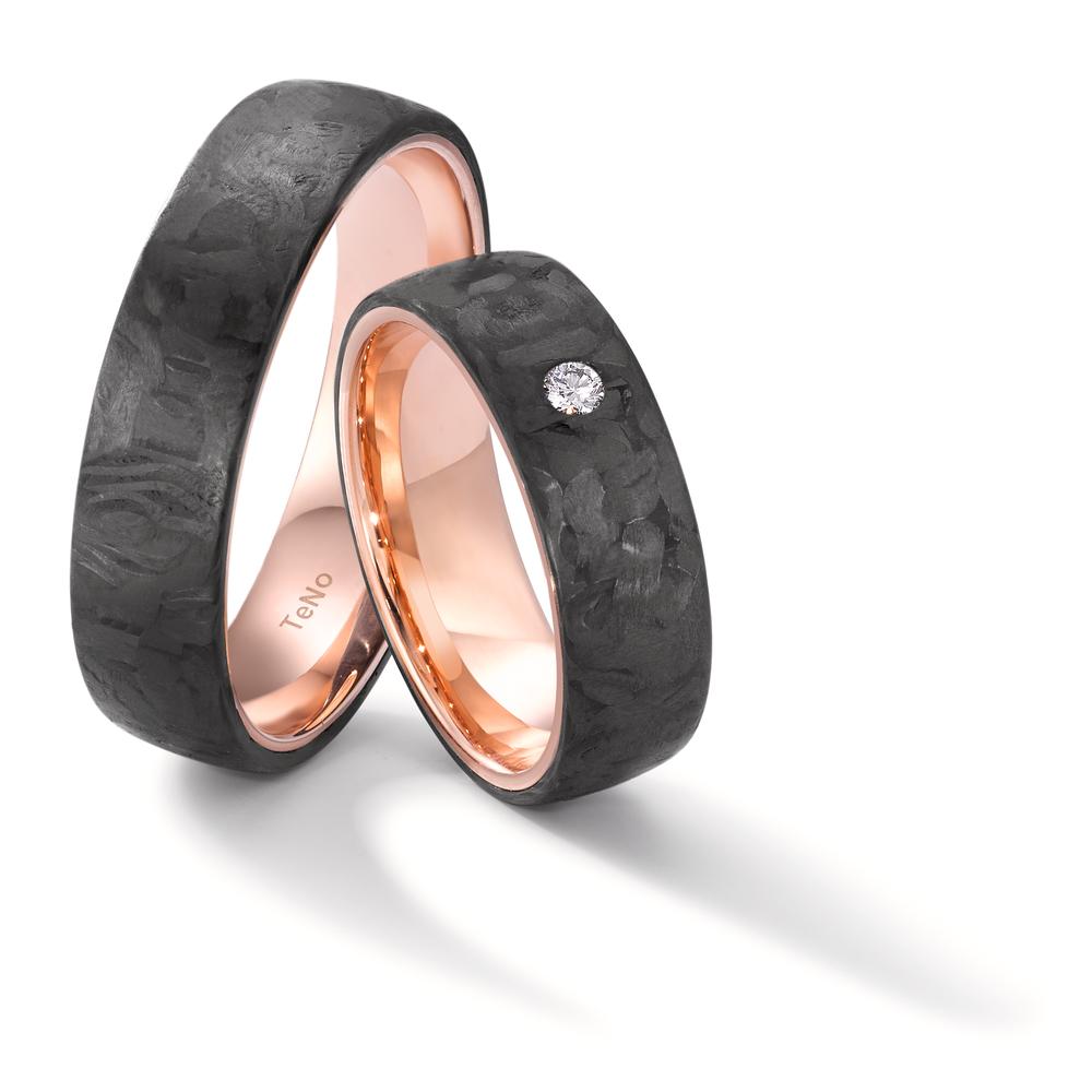 Wedding Ring 14k Red Gold, Carbon