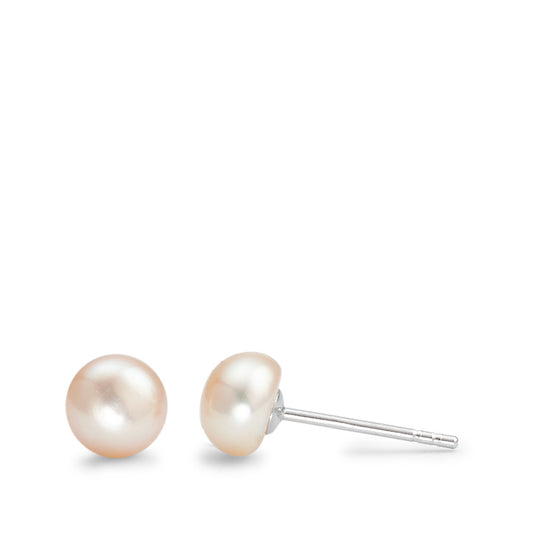 Stud earrings Silver Rhodium plated Freshwater pearl