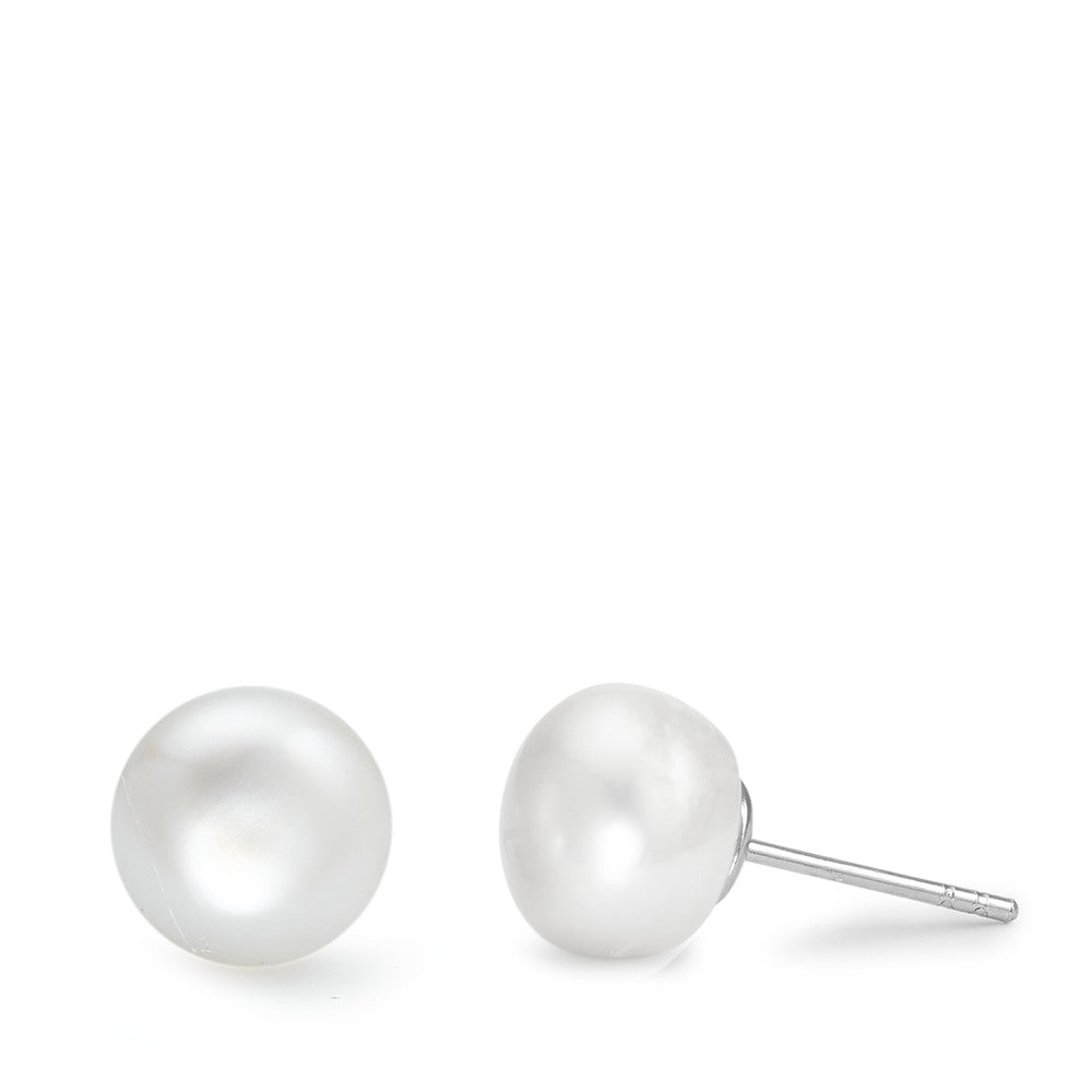 Stud earrings Silver Rhodium plated Freshwater pearl