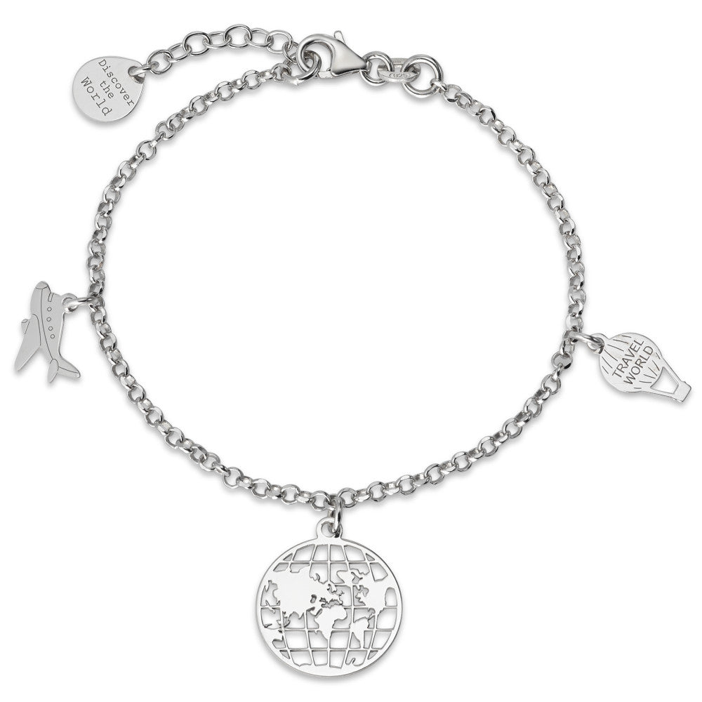 Bracelet Silver Rhodium plated Globe 16.5-18.5 cm