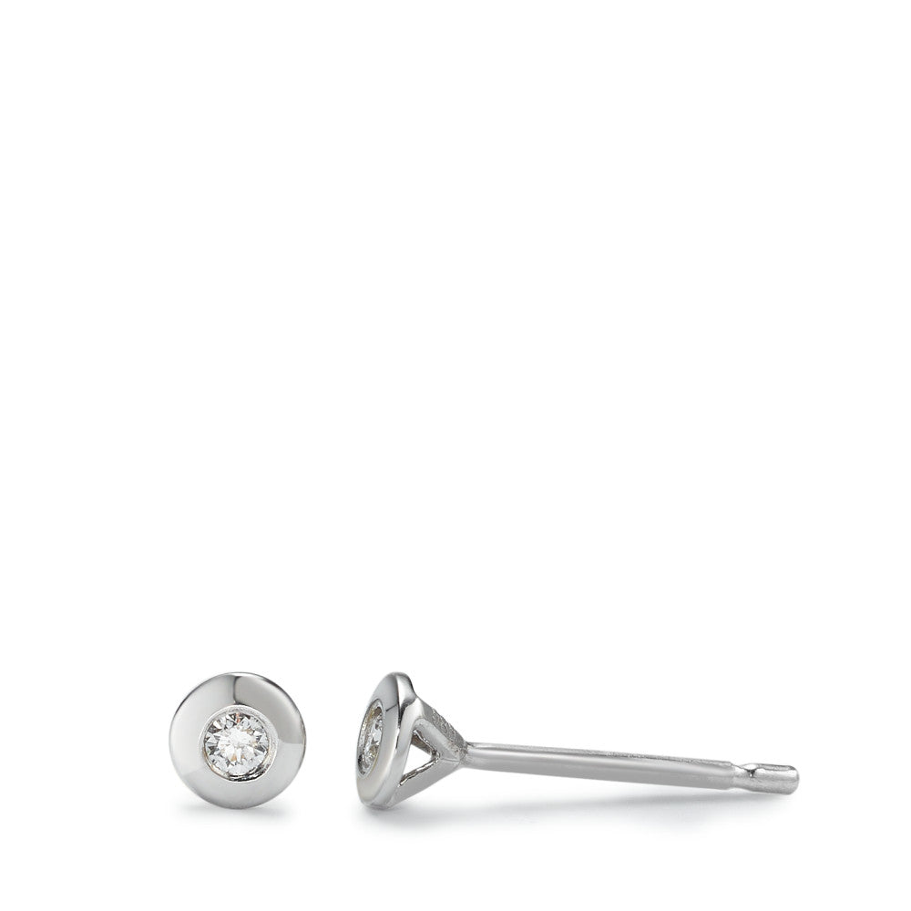 Stud earrings 14k White Gold Diamond 0.06 ct, 2 Stones, w-si Ø4 mm