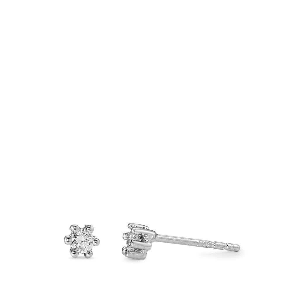 Stud earrings 14k White Gold Diamond 0.10 ct, 2 Stones, w-si Ø3 mm