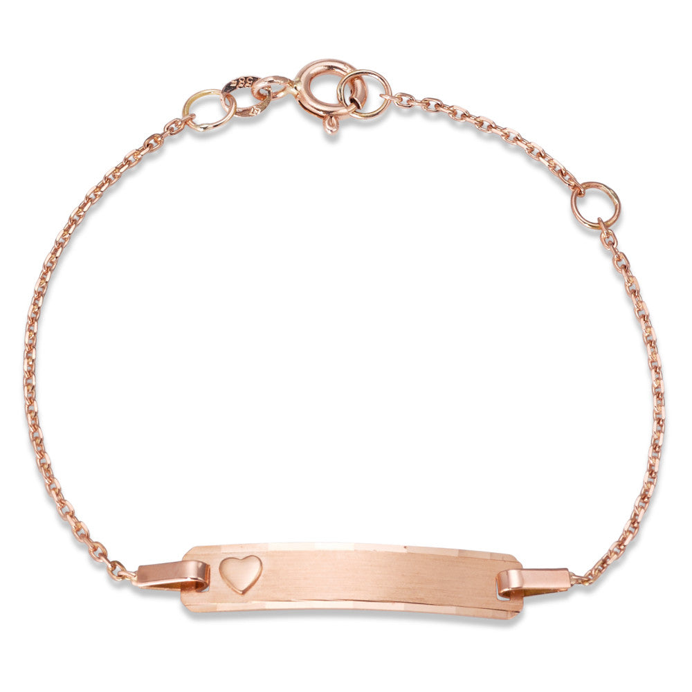 Engravable bracelet 14k Red Gold Heart 12-14 cm