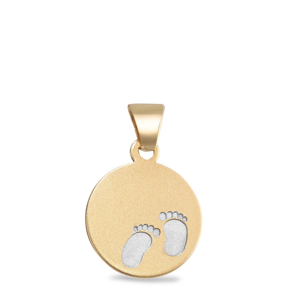 Engravable pendant 14k Yellow Gold Bicolor Feet Ø10 mm