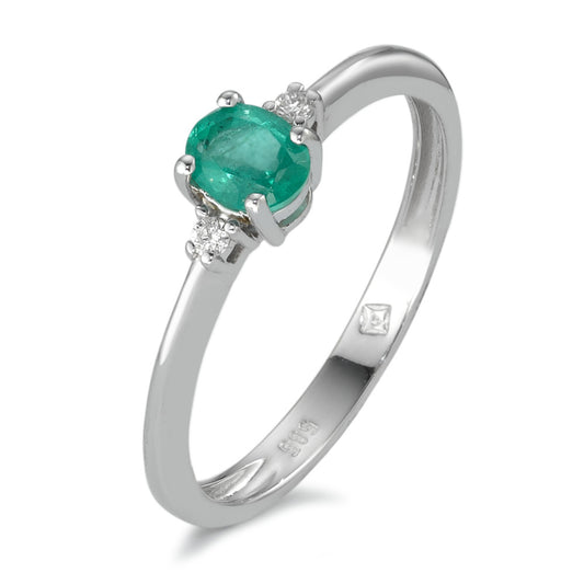 Ring 14k White Gold Emerald 3 Stones