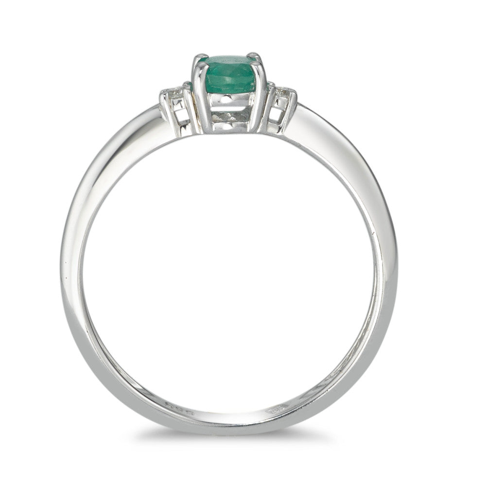 Ring 14k White Gold Emerald 3 Stones