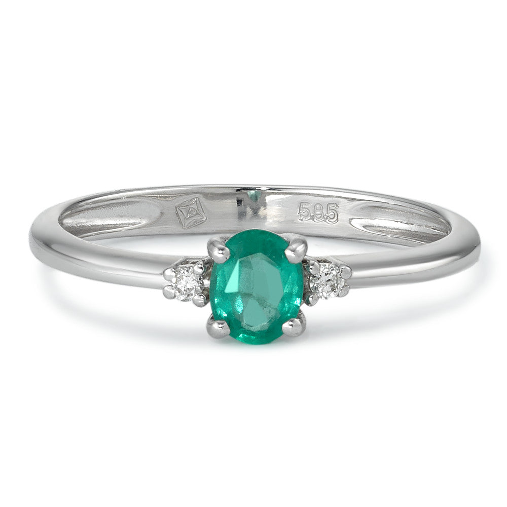 Ring 14k White Gold Emerald 3 Stones