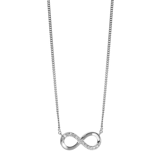 Necklace 14k White Gold Diamond 0.035 ct, 15 Stones, w-si Infinity 42 cm